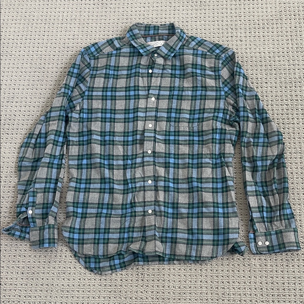 Shipley & Halmos Green and Gray Plaid Shirt